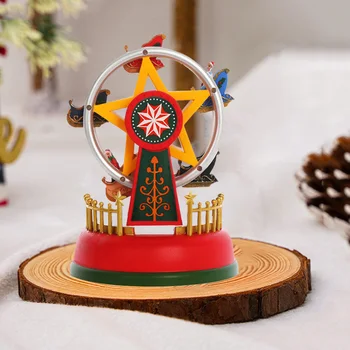 Božični Vasi Okrašena z Gibanjem in Razsvetljavo Ferris Wheel Glasbeni Vrtiljak Navidad Igrače, Električni Novo Leto, Darila za Otroke