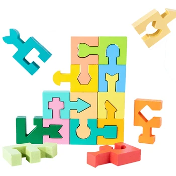 Montessori 3D Geometrijske Oblike Ujemanja Uganke Igrače Logično Razmišljanje Igra Lesene Zgodnjem otroštvu Spoznavno Igrače Možganov, Usposabljanje