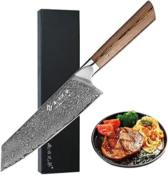 Kuhar Nož 8 Inch Kuhinjski Noži Strokovno Super Jekla VG10 Visoko vsebnostjo Ogljika iz Nerjavečega Zelo Oster Damask Jekla Nož Udobno