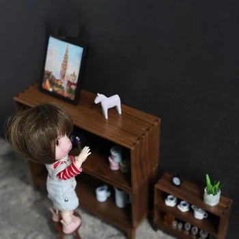 1Pc 1/12 1/6 Mini Lutke Mini Lesene Kombinacija Kabinet Simulacije Pohištvo Model Lutka Hiša Življenje Scene Dekoracijo