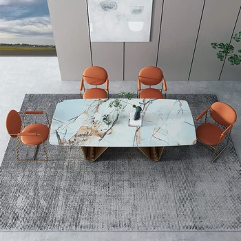 lahka, luksuzno, svetlo rock ploščo tabela sodobne preprosto majhno družino jedilno mizo oblikovalec ustvarjalne kvadratnih iz nerjavečega jekla tabela