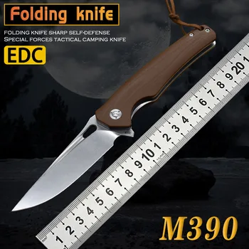 M390 Jekla Žep Folding Nož Z G10 Ročaj na Prostem, Vojaško Taktično Lovski Nož Pohodništvo Kuhinjski Nož za Sadje EOS Orodja