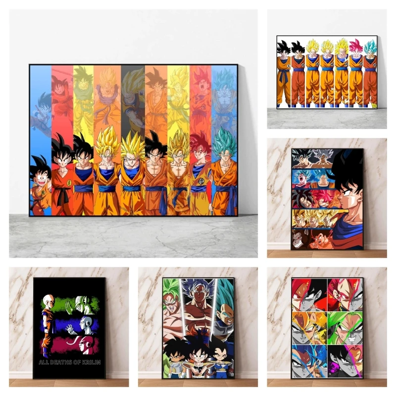 Japonski Anime Platna Slike Dragon Ball Super Saiyan Plakat Igrače Dnevna Soba Dekorativni Cuadros Najboljše Darilo, Božična Darila . ' - ' . 0